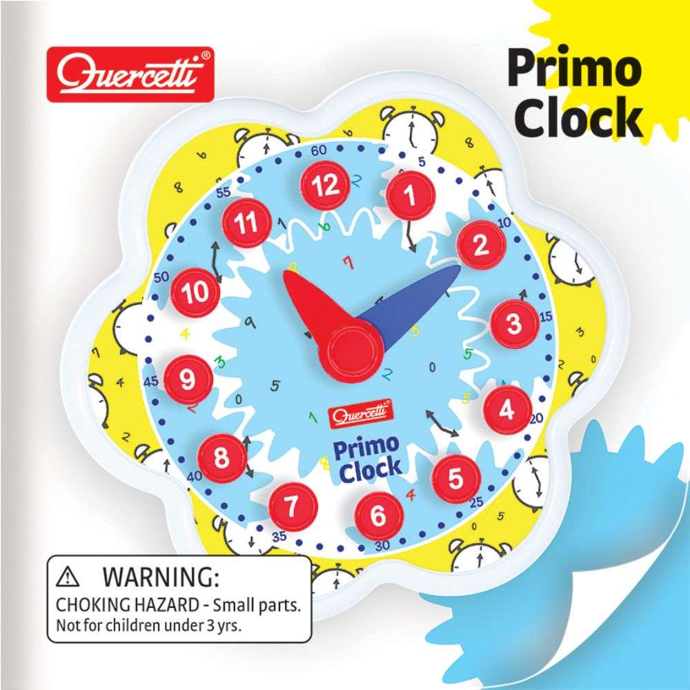 Quercetti - Play Montessori Wooden Clock - Time Learning Toy for Kids