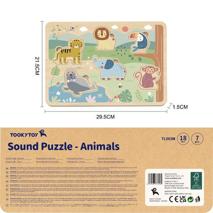 TookyToy - Wooden Sound Puzzle - Animals - 7 Pieces