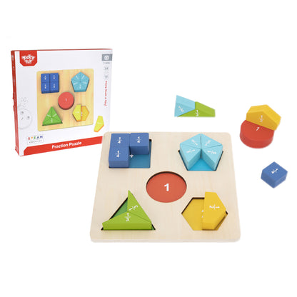 TookyToy - Wooden Fraction & Shapes Puzzle