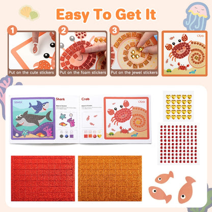 Jar Meló - Mosaic Sticker Art Kit - Ocean Journey Animal Craft Set