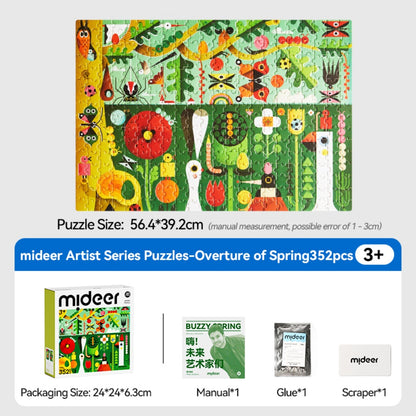 Mideer - Artist Puzzle: Buzzy Spring - 352 Piece Illustrated Seasonal Jigsaw for Kids