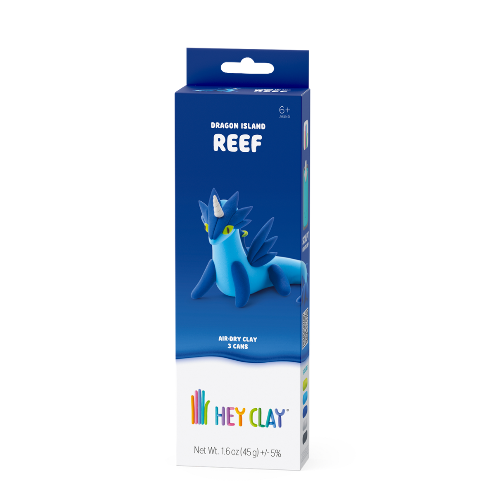 Hey Clay - Modelling Air-Dry Clay with Fun Interactive App - Reef, Series Dragon Island, 3 cans