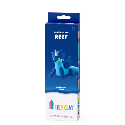 Hey Clay - Modelling Air-Dry Clay with Fun Interactive App - Reef, Series Dragon Island, 3 cans