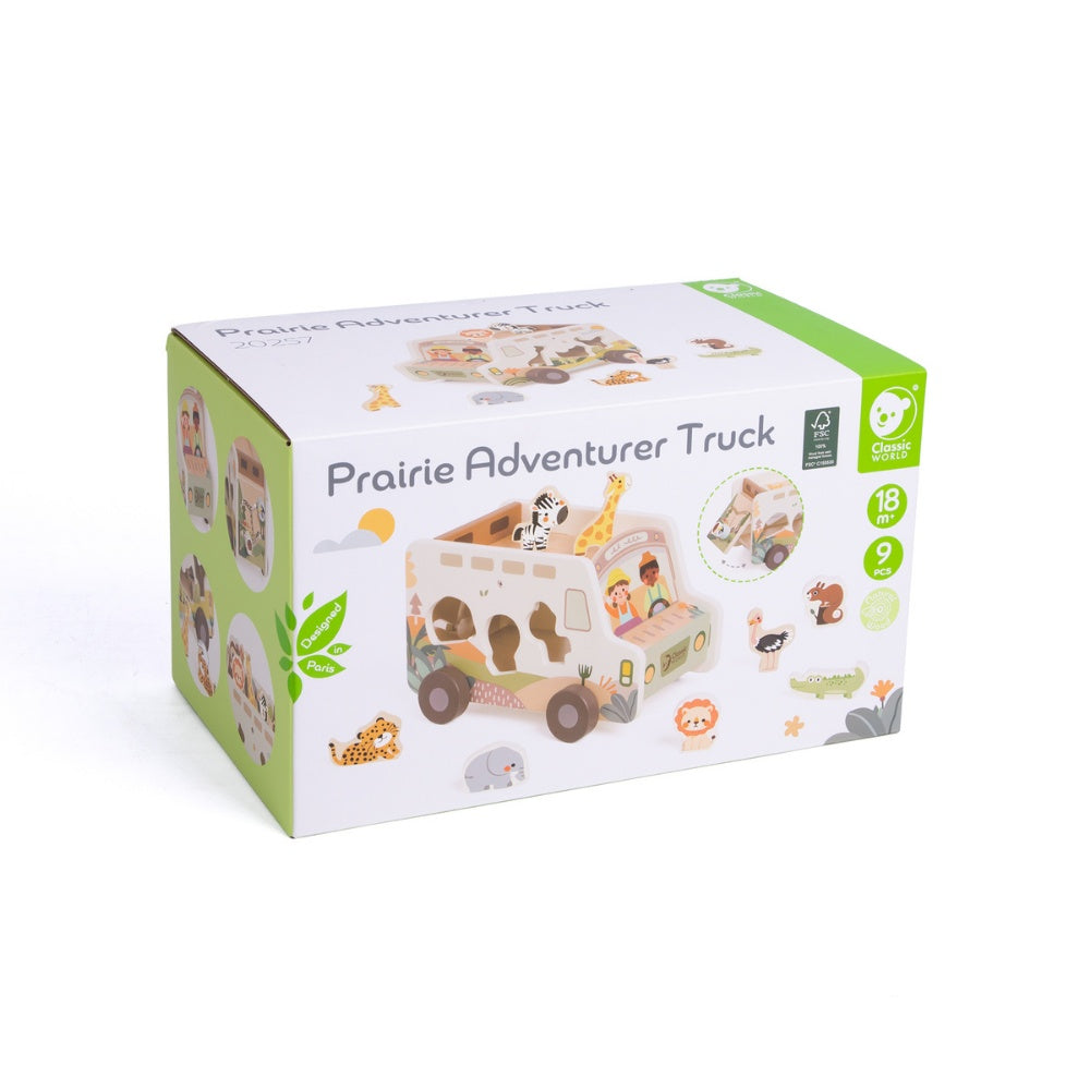 Classic World - Safari Adventurer Wooden Shape Sorter and Play Truck