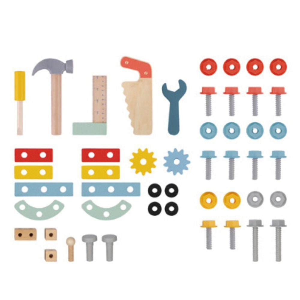 TookyToy - 2-in-1 Wooden Tool Bench & Baby Walker - 46 Pieces