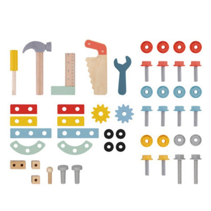 TookyToy - 2-in-1 Wooden Tool Bench & Baby Walker - 46 Pieces