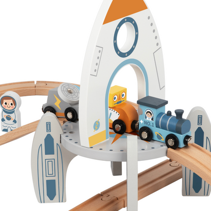 TookyToy - Wooden Space Station Train Toy Set