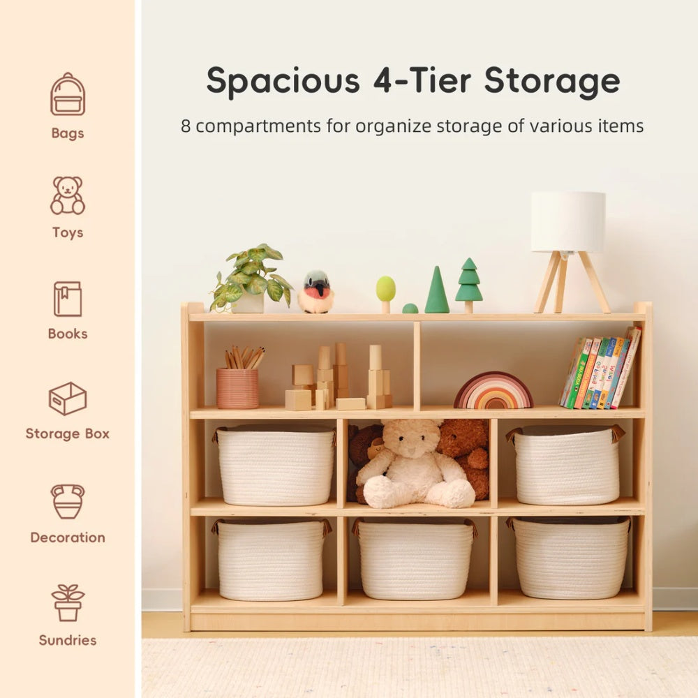TookyToy - Wooden Shelf and Toy Storage for Kids Room: Open Plywood 90x113cm