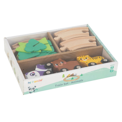 hi Pando - Wooden Animal Train Set - 19pcs