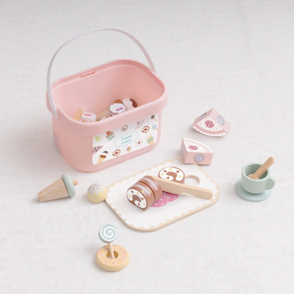 TookyToy - Wooden Tea Party Set in Portable Storage Box - 34 Pieces