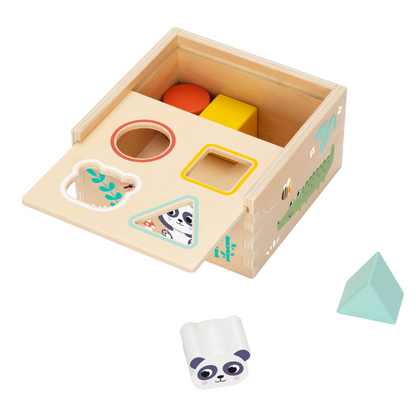 hi Pando - Colourful Wooden Shape Sorter with Animal Illustrations - 5pcs
