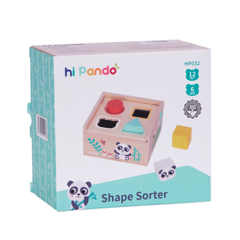 hi Pando - Colourful Wooden Shape Sorter with Animal Illustrations - 5pcs