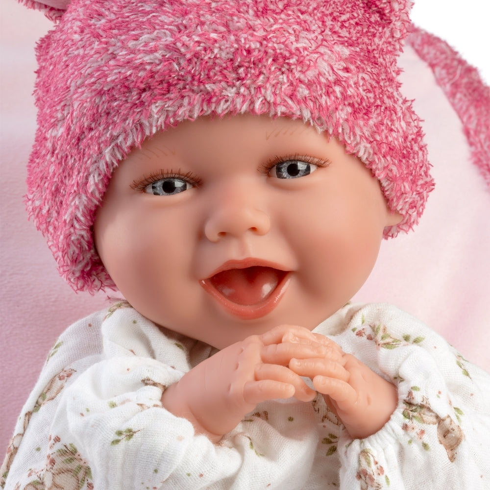 Llorens - Baby Girl Doll with Laughing Mechanism, Outfit & Pink Cushion: Mimi - 42cm