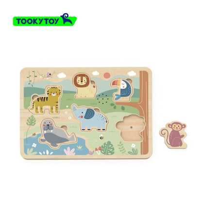TookyToy - Wooden Sound Puzzle - Animals - 7 Pieces