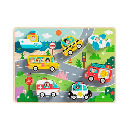 TookyToy - Wooden Chunky Transportation Puzzle - Motherhood