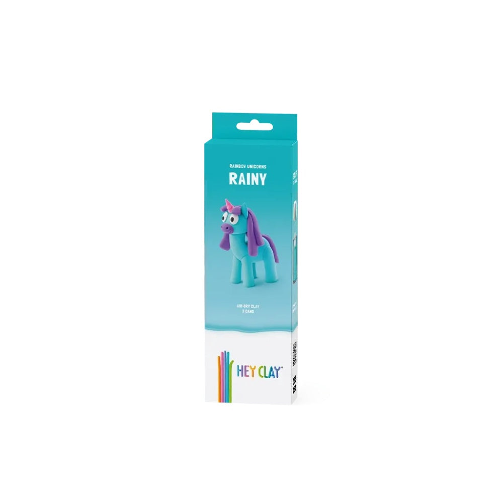 Hey Clay - Modelling Air-Dry Clay with Fun Interactive App - Rainy, Series Rainbow Unicorns, 3 cans