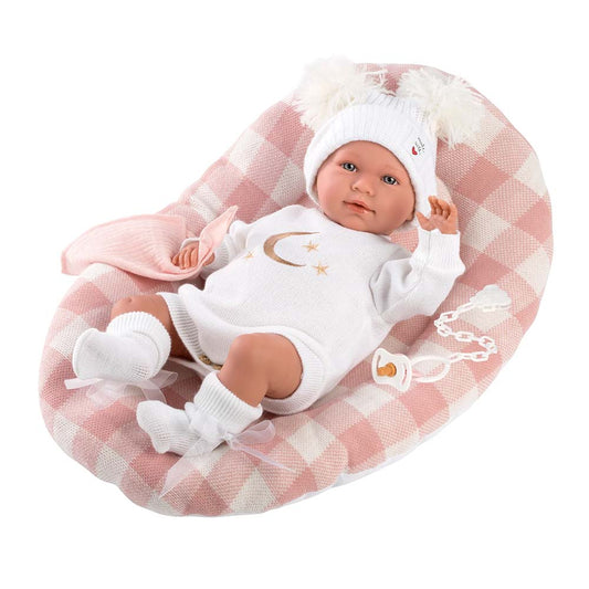 Llorens - Baby Girl Doll with Crying Mechanism, Clothing & Bed Cushion: Mimi - 42cm