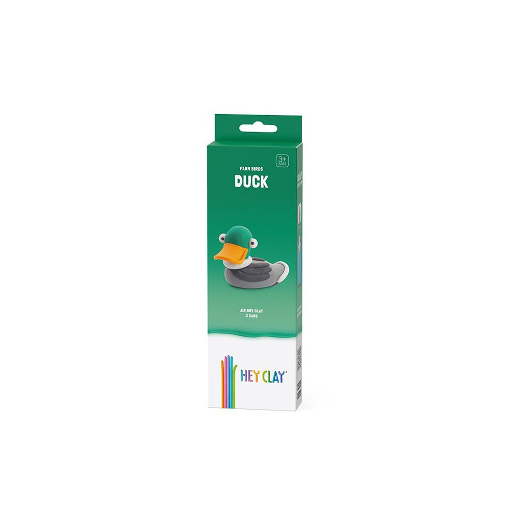 Hey Clay - Modelling Air-Dry Clay with Fun Interactive App - Duck, series Farm Birds, 3 cans