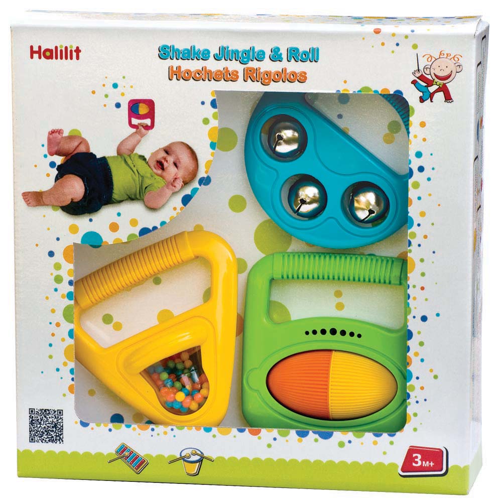 Halilit - Music Instrument for Babies & Toddlers - Shake Jingle & Roll Gift Set of 3