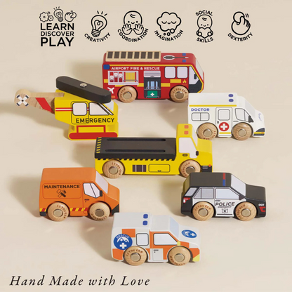 Le Toy Van - Wooden Emergency Helicopter & Rescue Toy Cars
