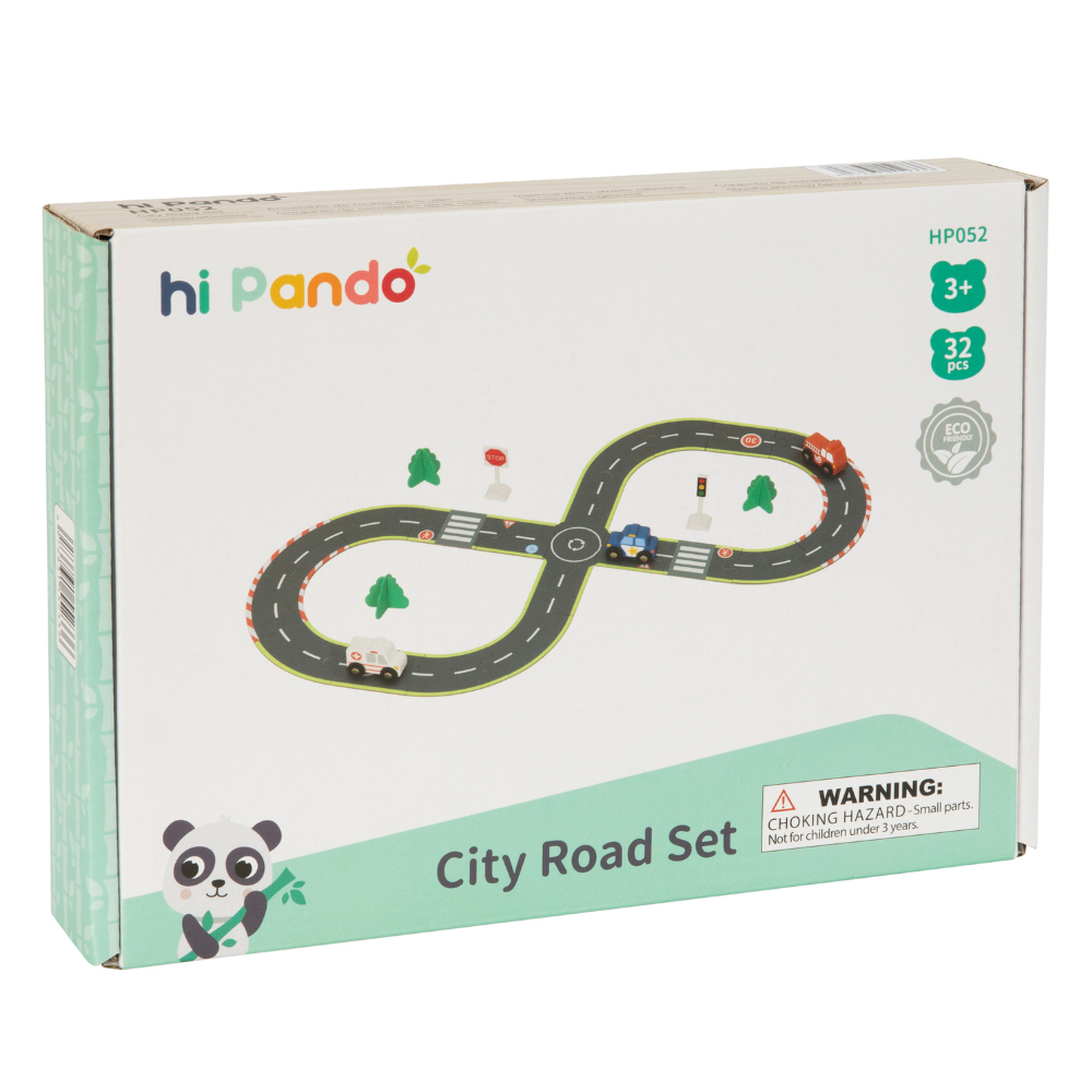 hi Pando - Wooden City Road Puzzle Set - 32pcs