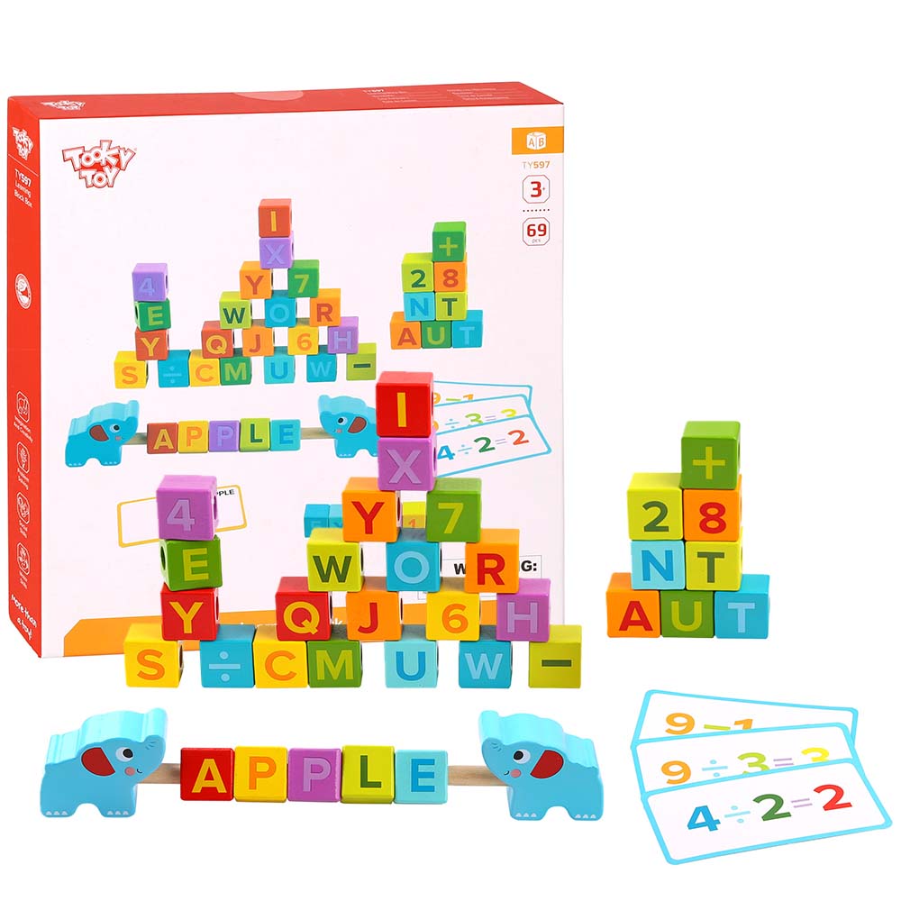 TookyToy - ABC & 123 Learning Wooden Blocks Box - Motherhood