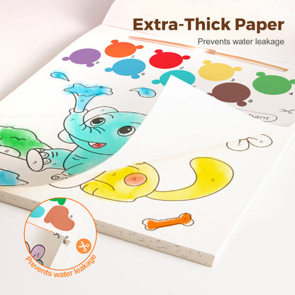 Jar Meló - Watercolour Painting Book - 20 Pages & Paint Brush - Animals