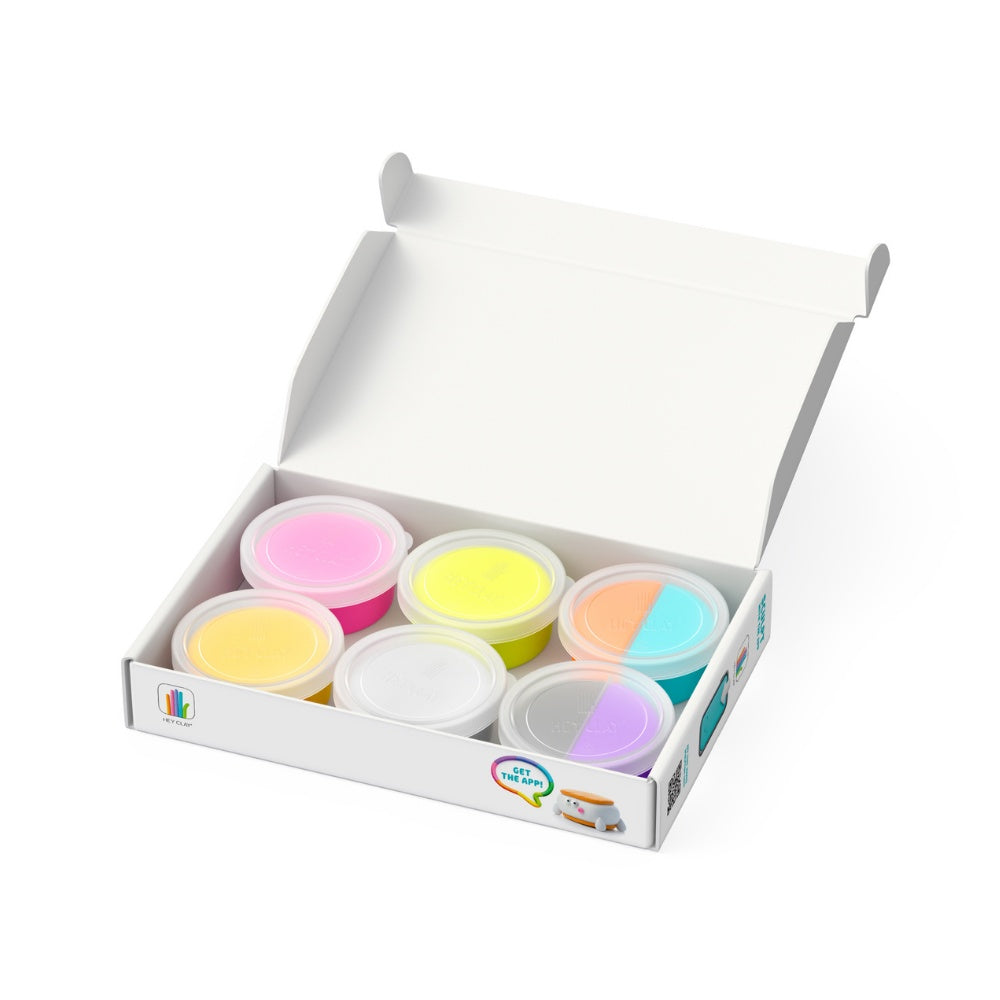Hey Clay - Modelling Air-Dry Clay with Fun Interactive App - Windy Sprinkle, Warm Ice, Choco Pop, Series Nice Ice Cream, 6 cans