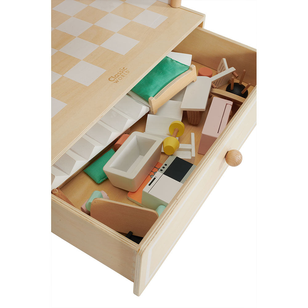 Classic World - Pretend & Play - Happy Villa Dollhouse with Furniture