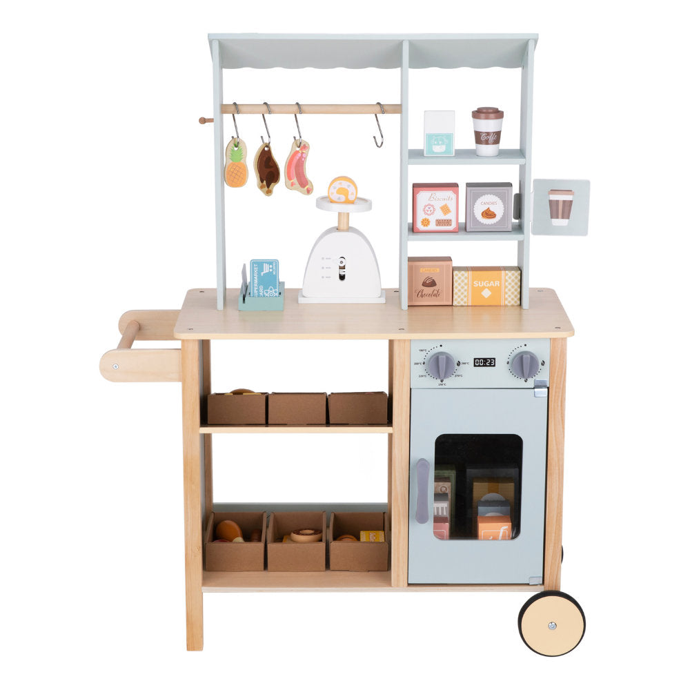 TookyToy - Pretend Play Wooden Grocery Store with Accessories - Motherhood