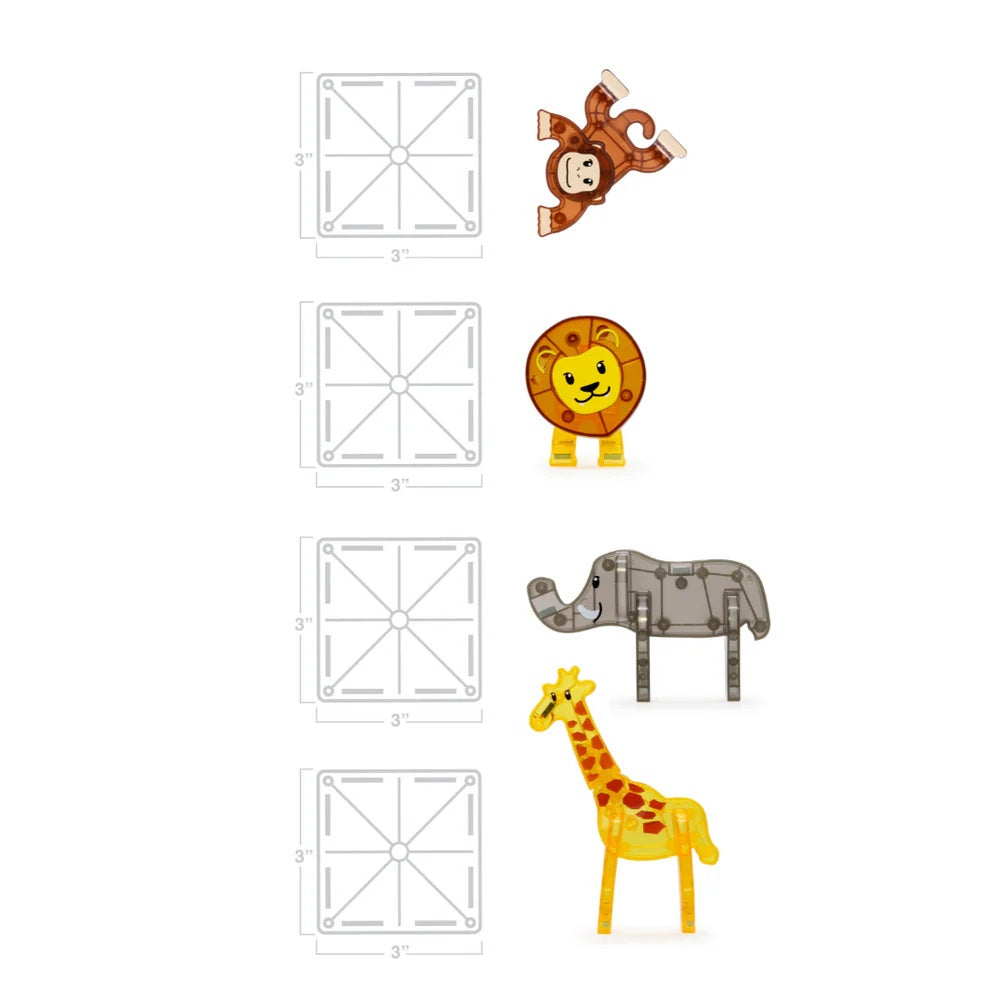 Magna-Tiles - Magnetic Construction Set - Safari Animals Set - 25pcs