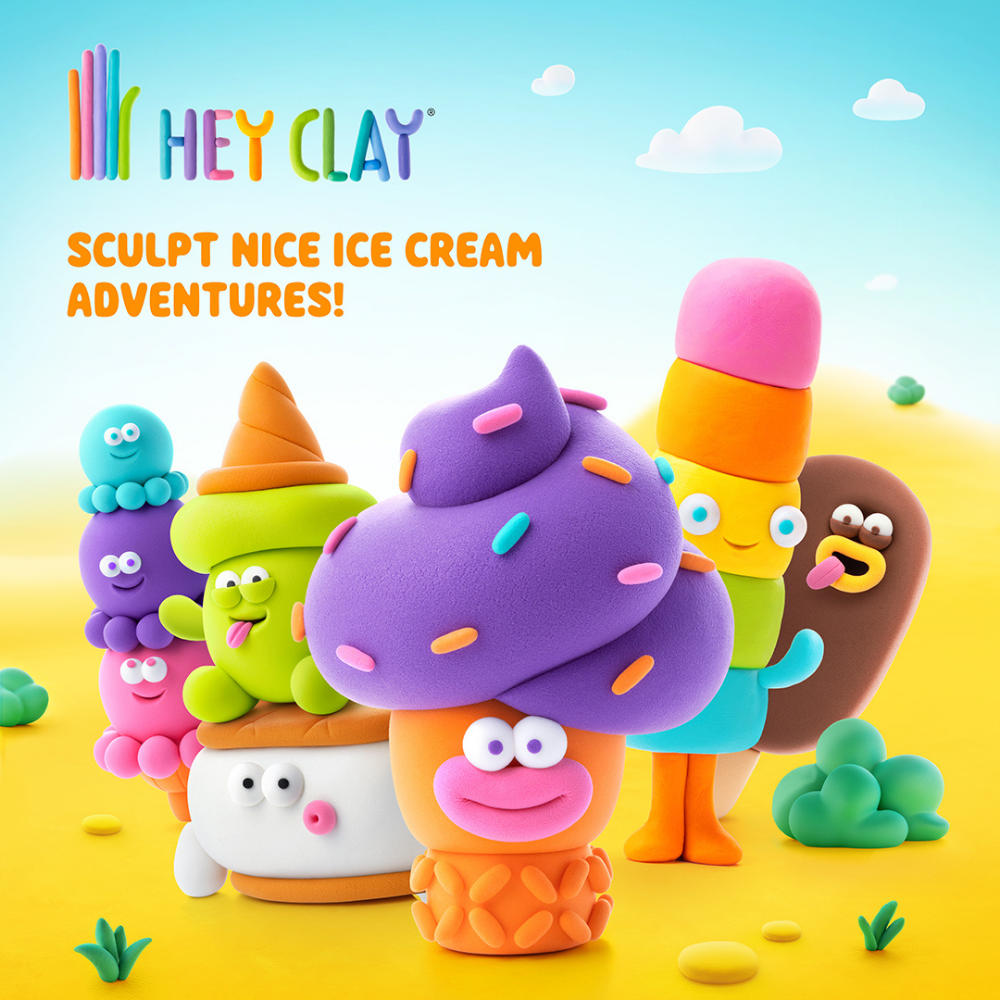 Hey Clay - Modelling Air-Dry Clay with Fun Interactive App - Windy Sprinkle, Series Nice Ice Cream, 3 cans