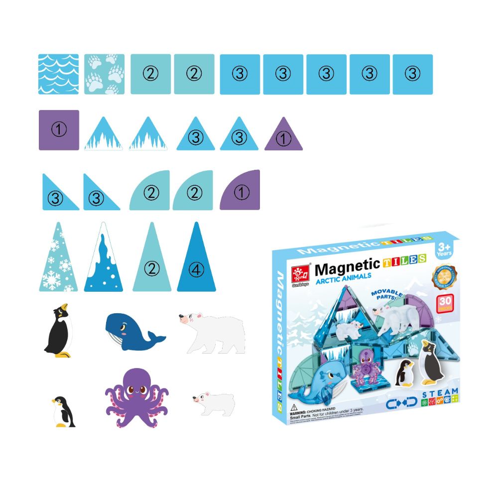 Magnetic Tiles - Arctic Animals Set - 30 Pieces