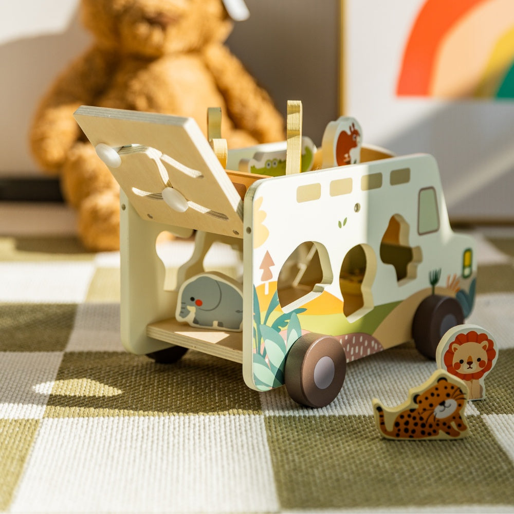 Classic World - Safari Adventurer Wooden Shape Sorter and Play Truck