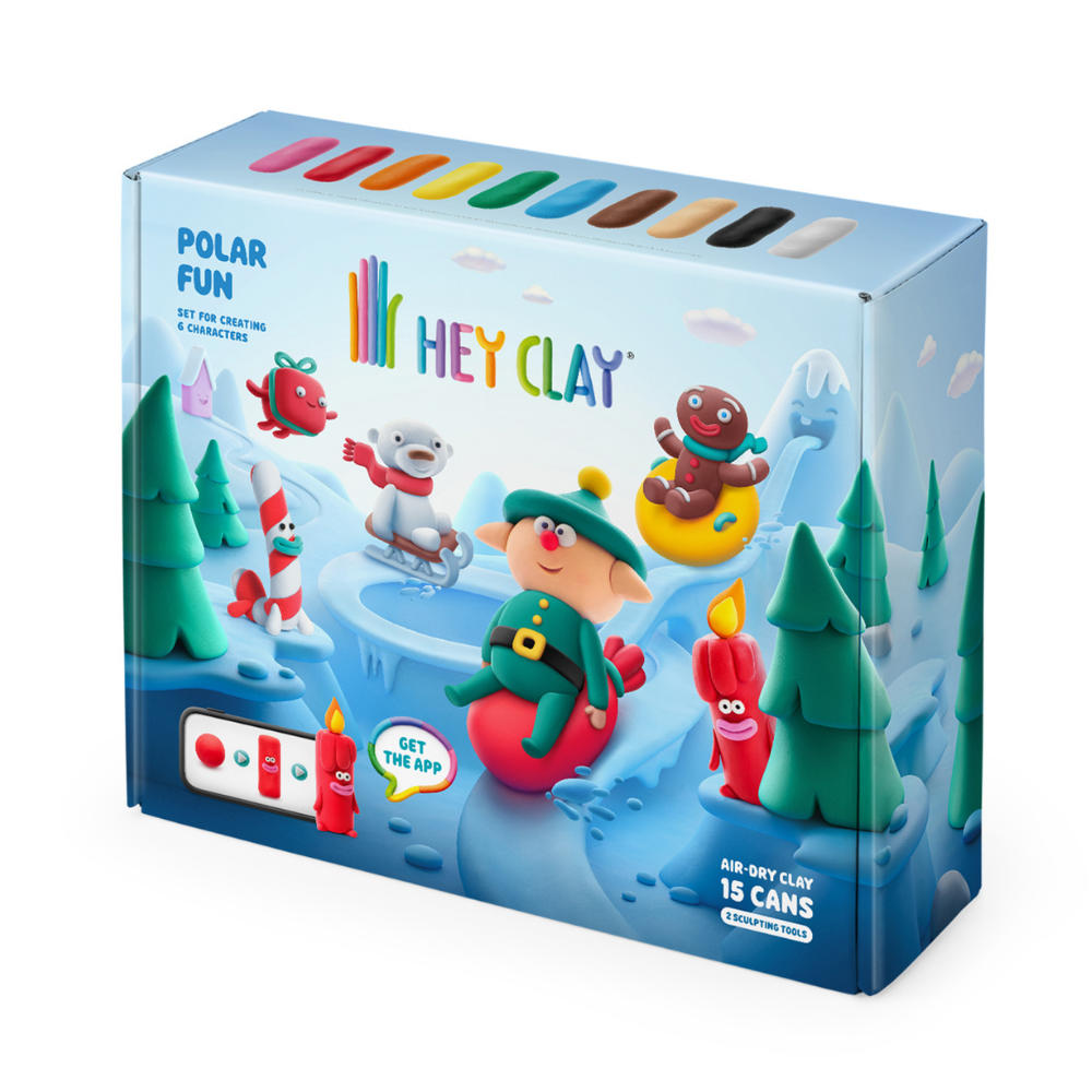 Hey Clay - Modelling Air-Dry Clay with Fun Interactive App - Polar Fun, 15 cans