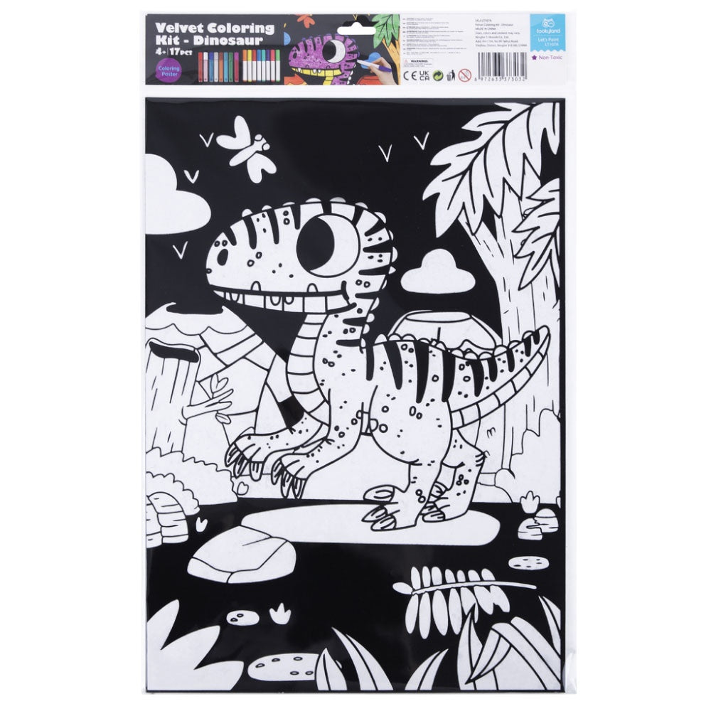 TookyToy - Velvet Colouring Kit - Dinosaur