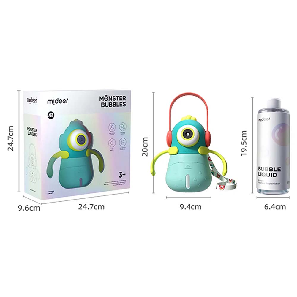 Mideer - Monster Bubbles: Interactive Bubble Machine with Lights and Music - Blue