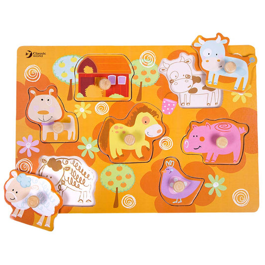 Classic World - Peg Puzzle - Farm - 7pcs - Motherhood