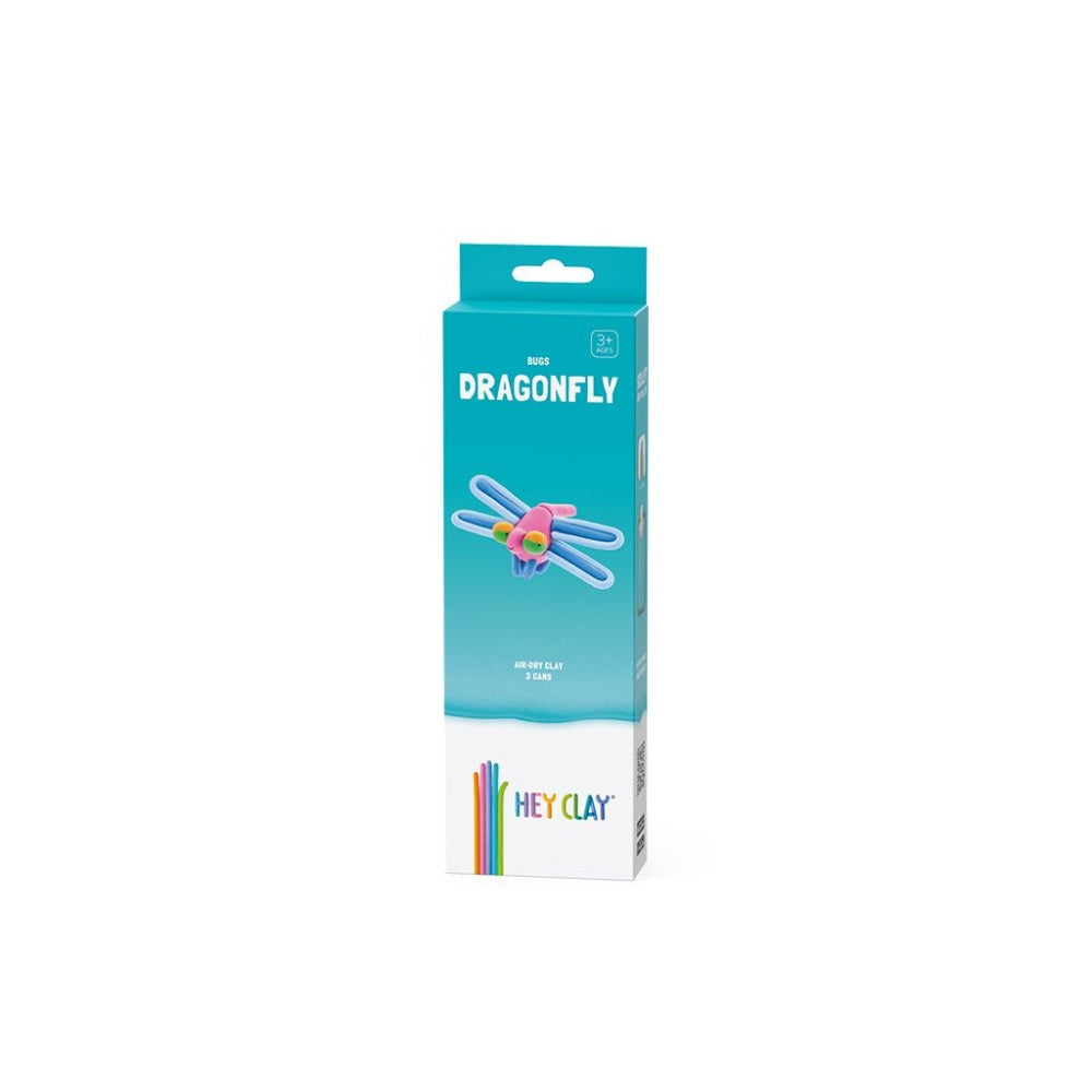Hey Clay - Modelling Air-Dry Clay with Fun Interactive App - Dragonfly, series Bugs, 3 cans