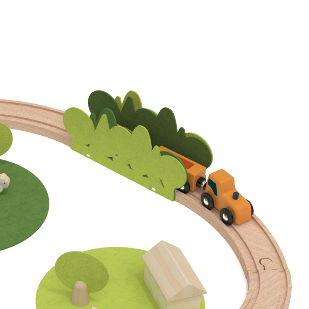 Classic World - Pretend & Play - Natural Wooden Train Set - 100pcs