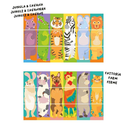 Quercetti - Mix & Match Animals Rotating Puzzle for Toddlers