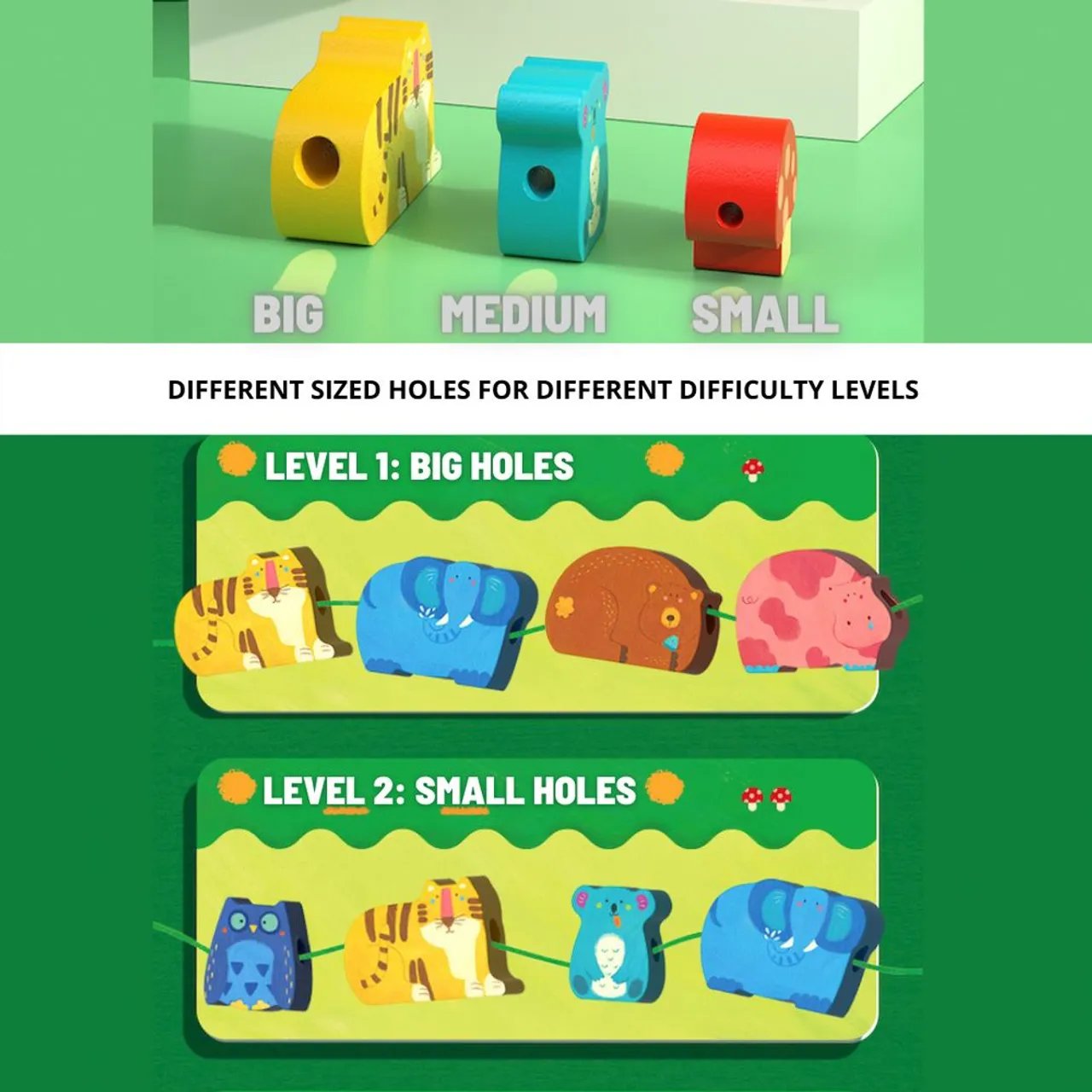 Mideer - Lacing Beads Numbers & Animals - Threading Activity for Kids