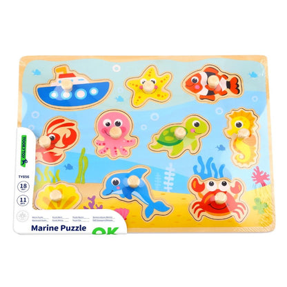 TookyToy - Wooden Ocean Peg Puzzle - 7 Pieces