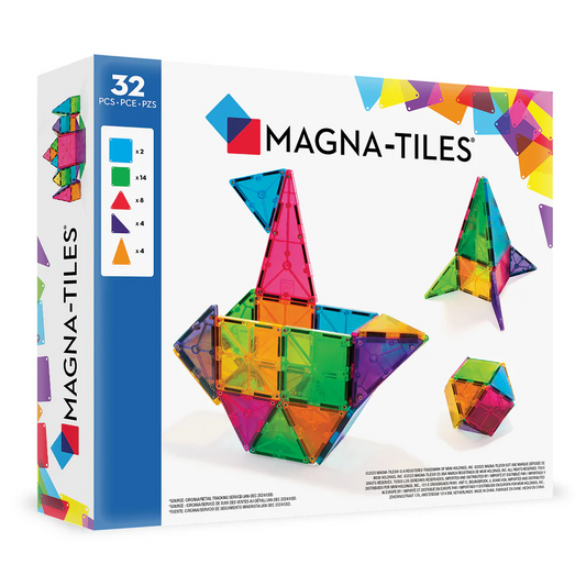 Magna-Tiles - Magnetic Construction Set - Translucent Colours - 32pcs