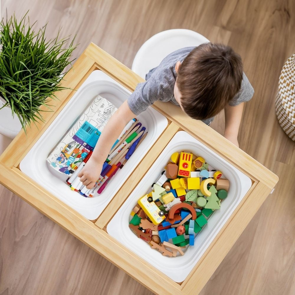 TookyToy - Multi-Activty Kids Table with Sensory Bins, Tabletop & Roll Holder