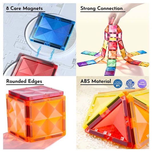 Mideer - Colourful Magnetic Tiles Building Set - Warm Colours - 20pcs