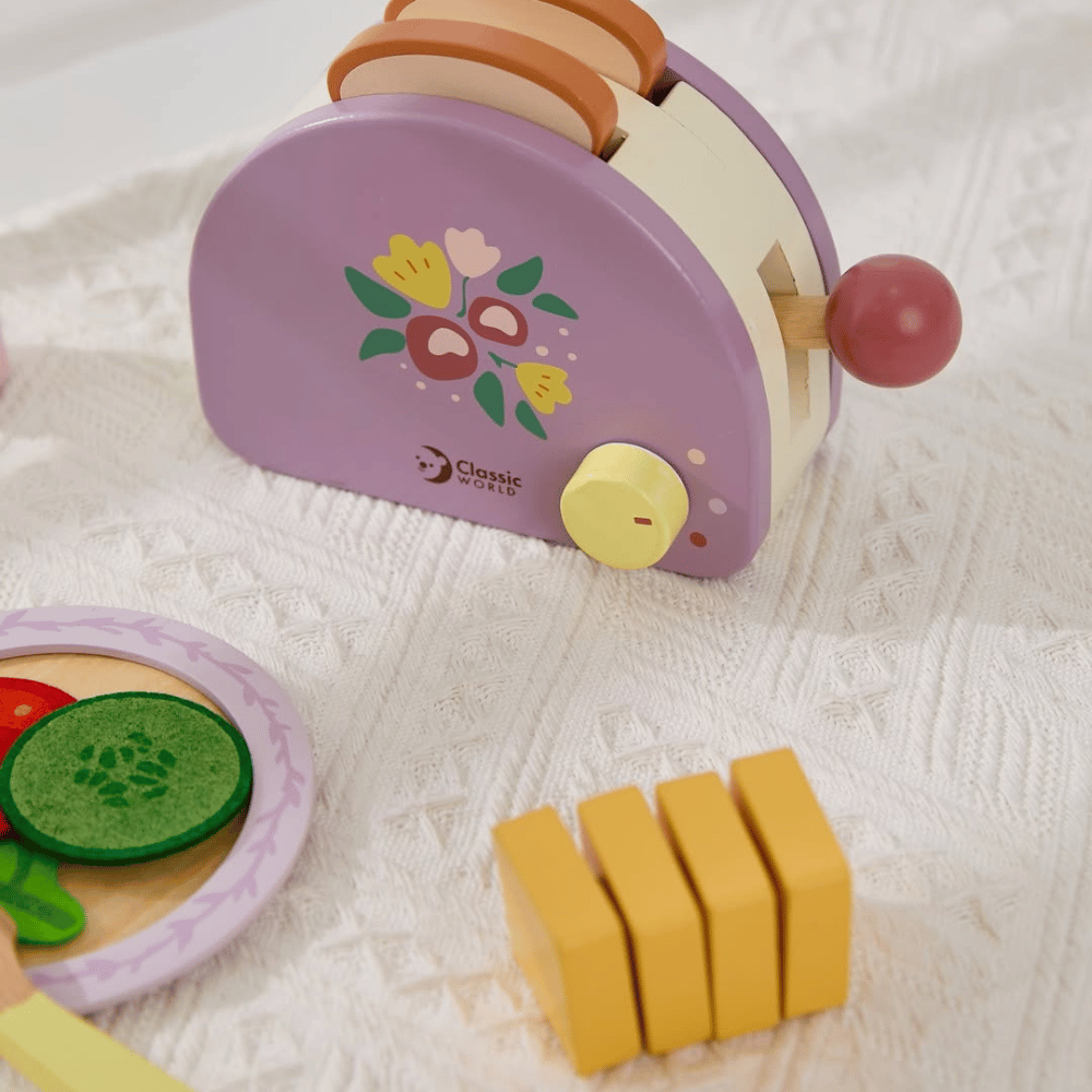 Classic World - Pretend & Play - Wooden Toaster Breakfast Set - 13pcs