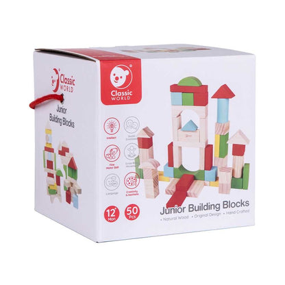 Classic World - Wooden Building Blocks - Junior Blocks - 50pcs