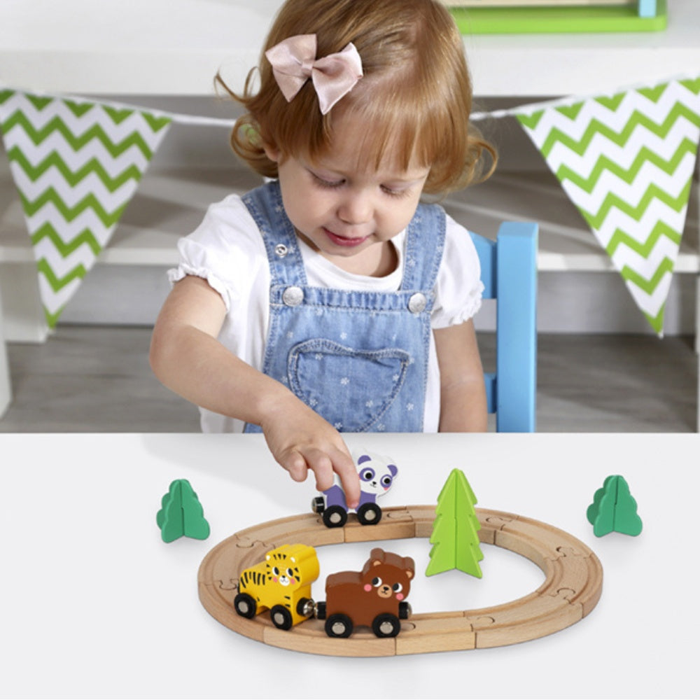hi Pando - Wooden Animal Train Set - 19pcs