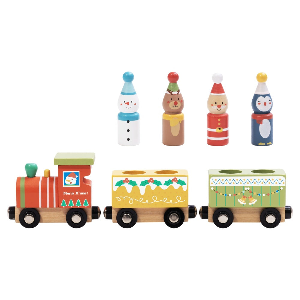 hi Pando - Wooden Magnetic Train Set - Christmas - 7 Pieces